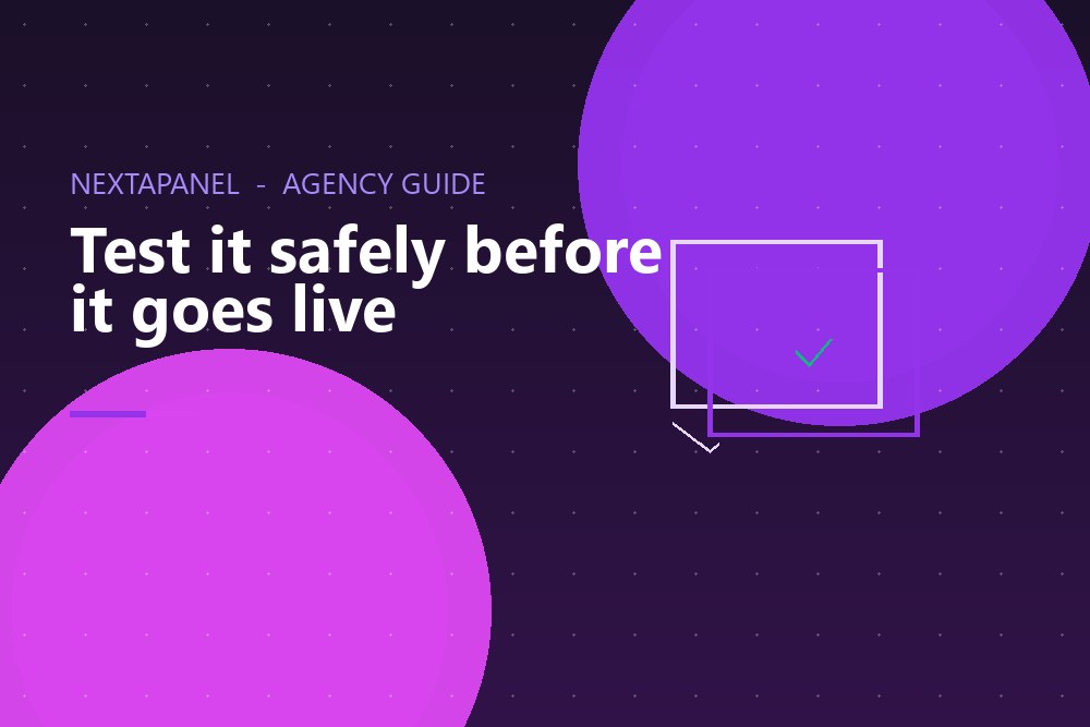 Branded NextaPanel guide image showing a staging copy workflow